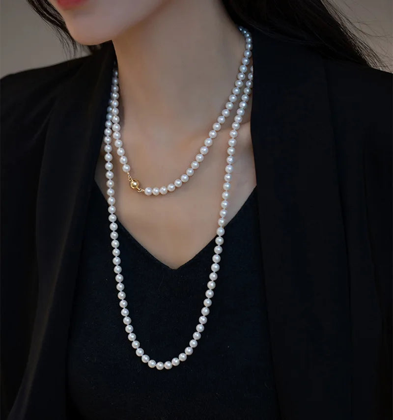 New Fashionable Style Multi-layer Layered Pearl Necklace Long Luxury Sweater Chain Accessory Neck Chain