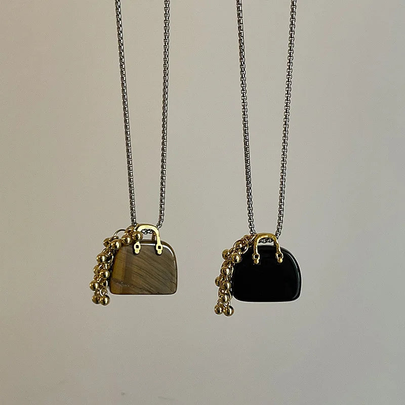 Natural Stone Pendant Necklace Female Design Sweater Chain
