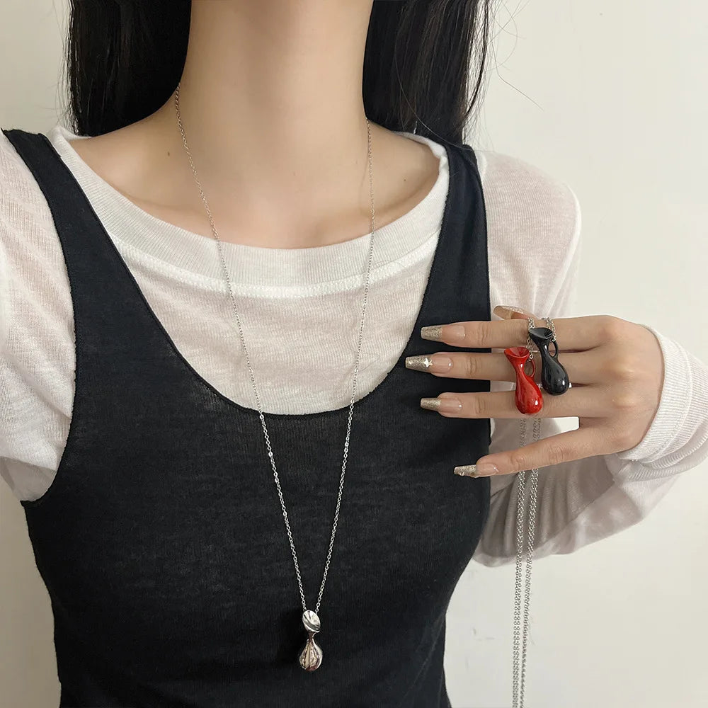 Pendant Necklace for Women Cool Style Long Sweater Chain Accessory for Women