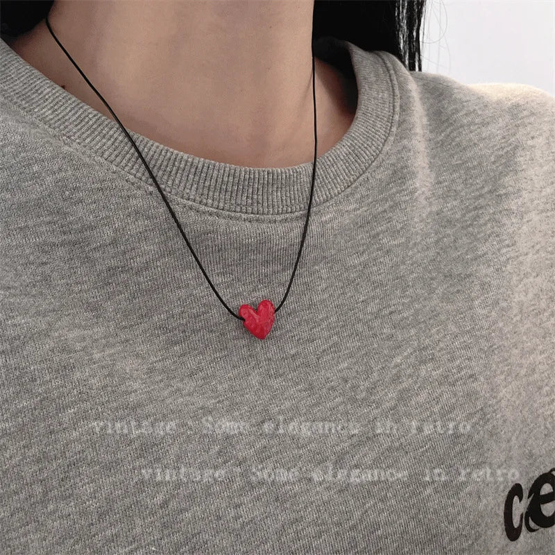 Colorful Oil Pendant Drawstring Necklace Cute Exquisite Collarbone Chain for Women