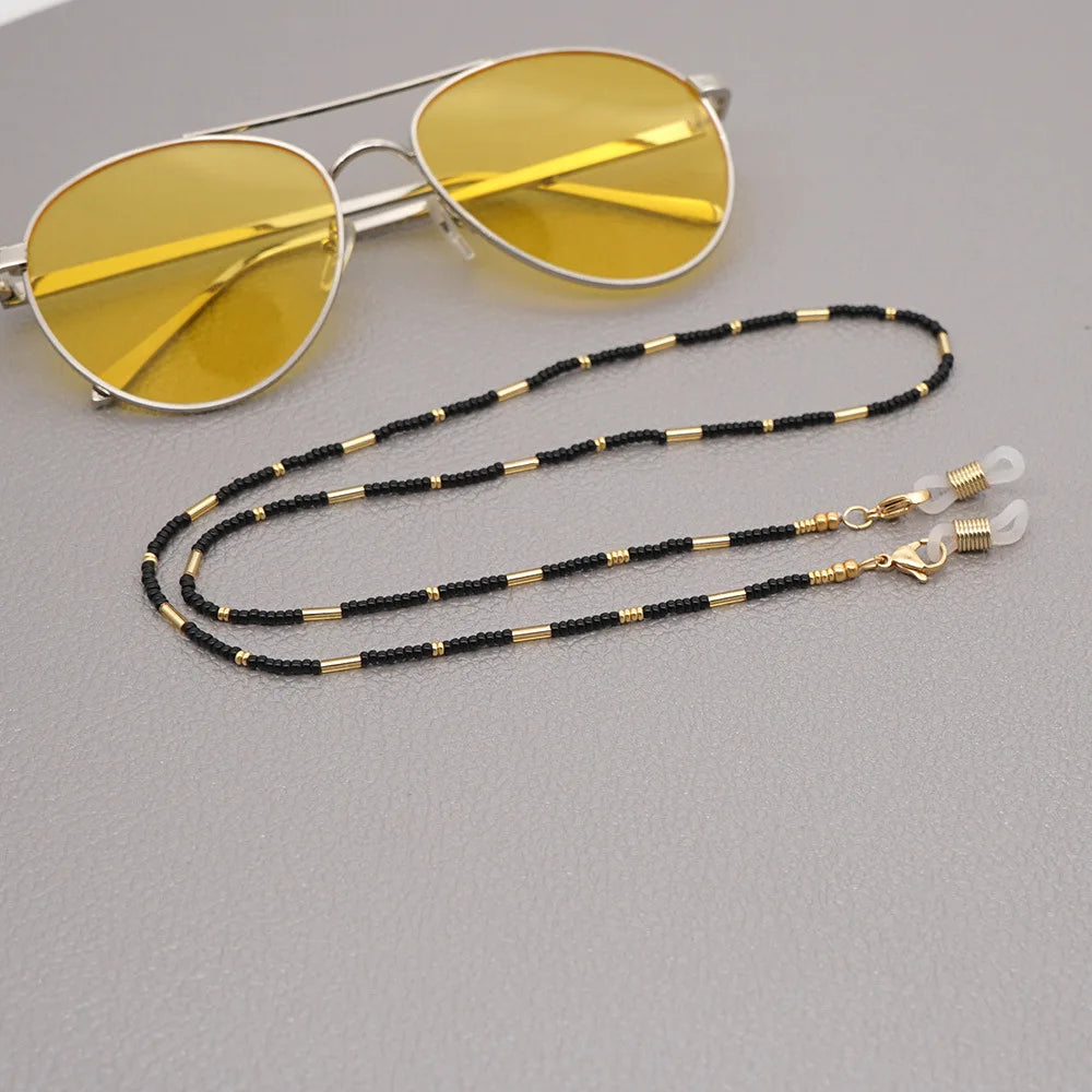 2021 Chic Simple Black Beads Mask Chain Holder Fashion Women Glasses Chain Holder Jewelry