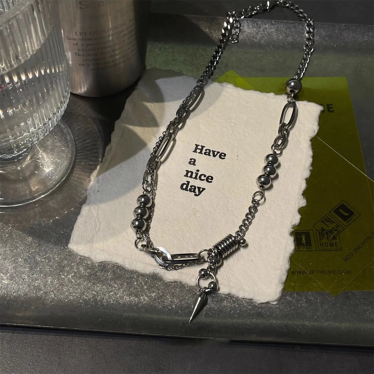 Titanium Steel Splicing Necklace Men's Hip-hop Style Collarbone Chain Women's Design Sweater Chain