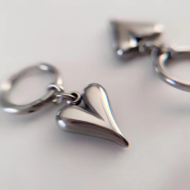 Stainless Steel Heart Pendant Earrings Women's Gift Accessories Wholesale
