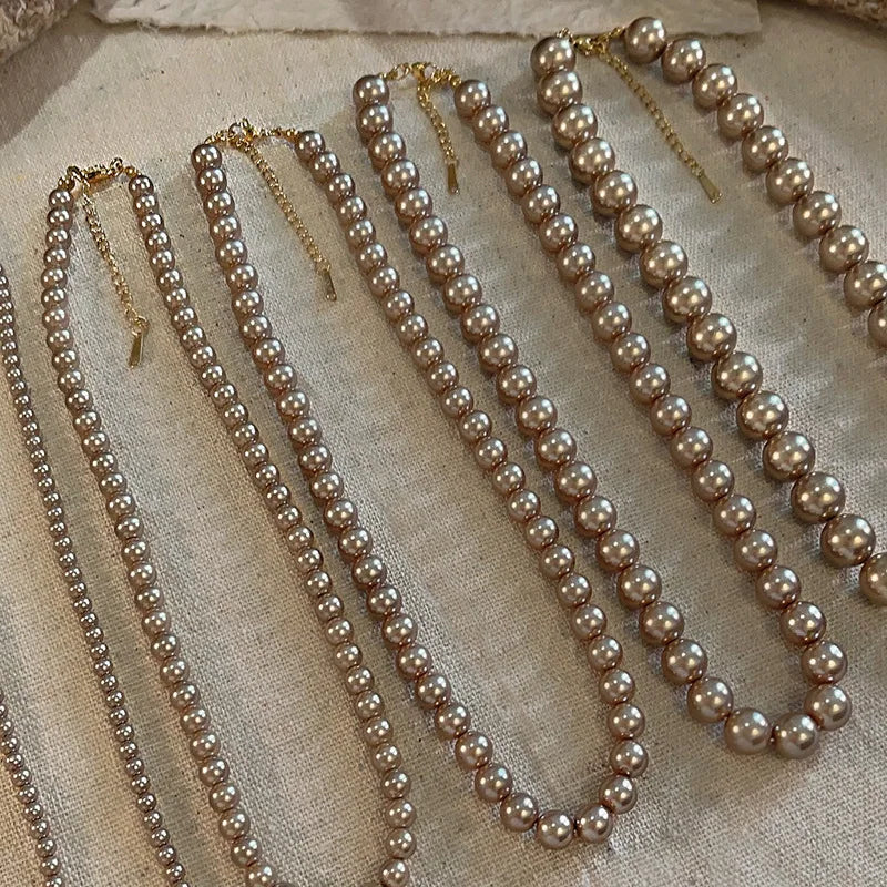 Champagne Colored Pearl Necklace Design for Women Luxury Sweater Chains Accessories