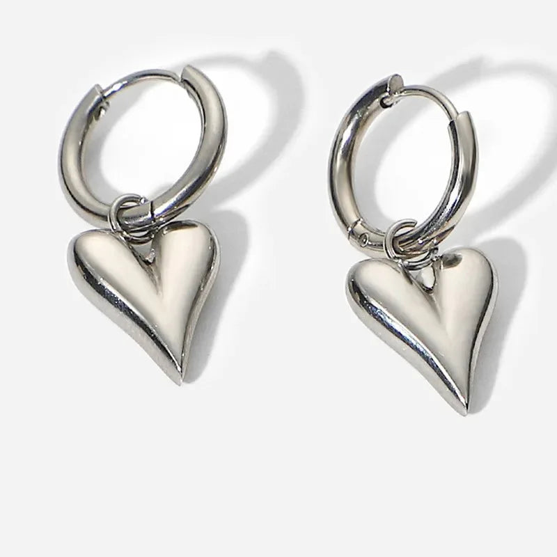 Stainless Steel Heart Pendant Earrings Women's Gift Accessories Wholesale