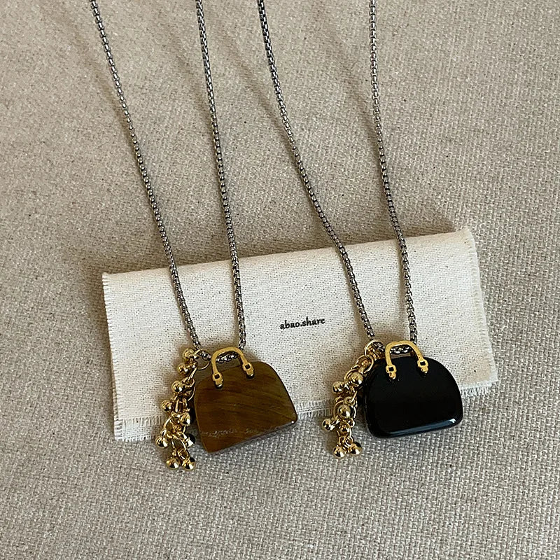 Natural Stone Pendant Necklace Female Design Sweater Chain